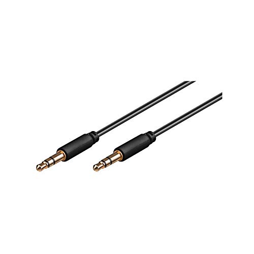 goobay 69116 Audio Connection Cable AUX, 3.5 mm Stereo 3-Pin Slim, CU - Jack 3.5 mm Male, Black, 1 item
