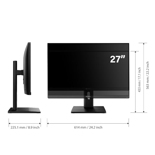 Image of AG Neovo EM2751 27-inch 4K UHD (3840 x 2160) IPS Computer Monitor, USB-C with 65W PD, 60Hz, 5ms, 100% sRGB, Tilt /Pivot /Height Adjustable Stand, Dual HDMI 2.1, DisplayPort 1.4