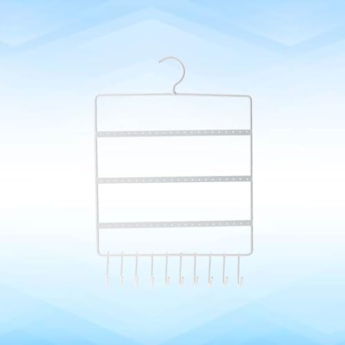 OATIPHO Soporte para pendientes metálico con tres estantes para colgar, soporte de pared para pendientes y perno, organizador compacto para joyas, blanco - imagen 9