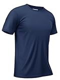 TACVASEN Camiseta Protección Solar Hombre Camisa de Playa de Manga Corta Camiseta de Natación de Secado Rápido Top de Protección UV Camiseta UPF 50+ Azul Marino