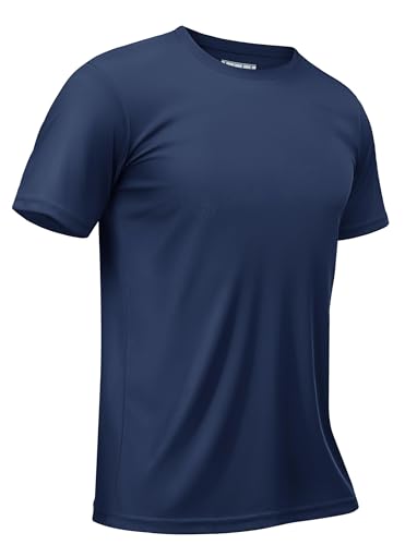 TACVASEN Camiseta Protección Solar Hombre Camisa de Playa de Manga Corta Camiseta de Natación de Secado Rápido Top de Protección UV Camiseta UPF 50+ Azul Marino