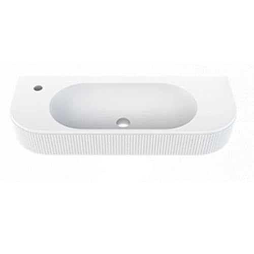 Luxe Wall-Hung Stone Resin Bathroom Basin White