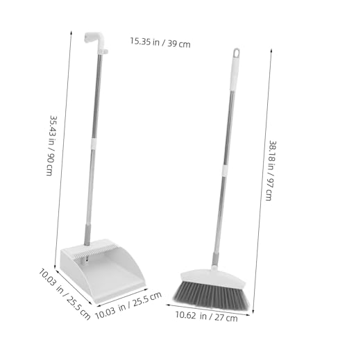 ZUNOXAZ Faltbares Besen und Kehrschaufel Set Weiß Stehendes Reinigungsset mit Flexiblen Borsten Praktisch und Langlebig für Büro Zuhause und Werkstatt – Bild 3
