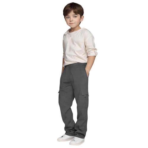 Boys Cargo Sweatpants Casual Elastic Waist Sweatpants Trendy Loose Pants Workout Joggers Athletic Kids Clothing with Pockets