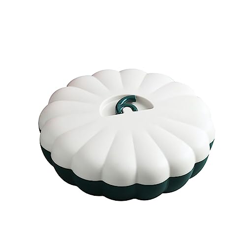 Separable Colored Pumpkin Shaped Fruit Bowl Snacks Bowl, Candy and Nut Serving Container Appetizer Tray with Lid, 5 Compartment Inner Boxes Food Storage Organizer (White)