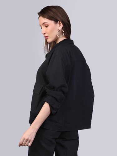 Image of Urbano Fashion Women's Relaxed Fit Full Sleeve Utility Denim Jacket