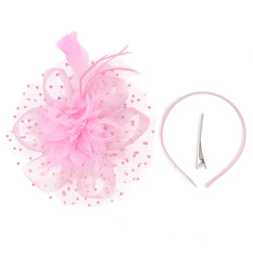 Image of DRESHOW Fascinators Hat Feather Headband Women's Fascinators Tea Party Headwear with Clip Flower Head Band for Girls & Women