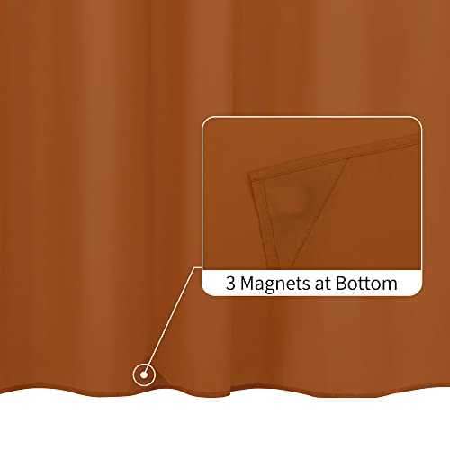 Image of ALYVIA SPRING Extra Long Fabric Shower Curtain or Liner Burnt Orange, 72x84 | 3 Magnets, Soft Cloth & Hotel Quality, Machine Washable, Light-Weight, Extra Long Size