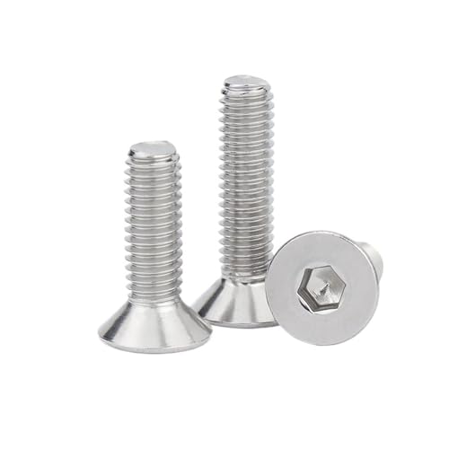 10個 M3 M4 M5 304 ステンレス鋼 六角六角ソケット皿頭ネジ フラットヘッドボルト(12mm x10pcs,M3)