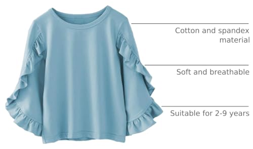 Image of Colorful Childhood Little Girls Ruffle Bat T Shirt Autumn Princess Girl Blouses Spring Tops