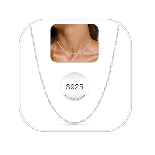 FUNEIA 925 Sterling Silber Kette Damen Verstellbare Halskette Verlängerungskette und einer Breite von 0,75/1/1,2/1,3/1,5 Silberkette Damen 925 ohne anhänger 40CM-60CM