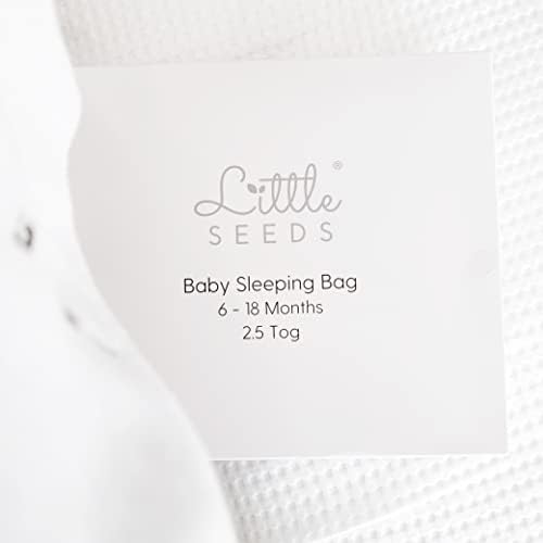 Baby Sleeping Bag 2.5 Tog 6-18 Months White & Grey Unisex for Girls and Boys, Soft Breathable Organic Cotton Sleep Bag With 2 Way Double Zip & Safety Poppers - Stars