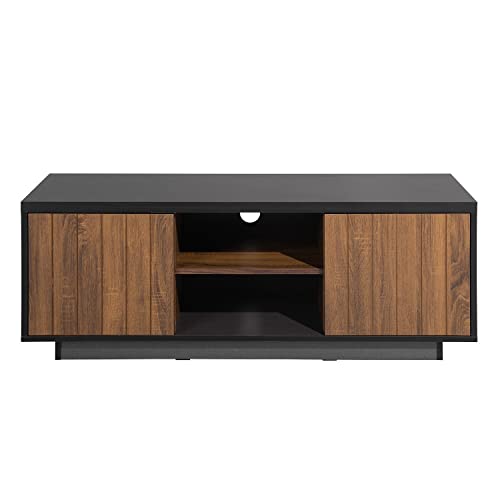 Mid Century - Moderno soporte de TV de 47 pulgadas y mesa consola central de entretenimiento multimedia para televisores de hasta 60 pulgadas, armario de madera con almacenamiento para sala de estar