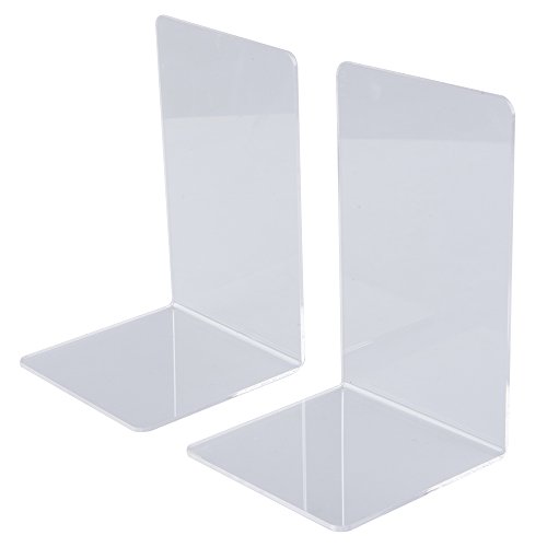 Fasmov Clear Acrylic Bookends Modern Bookends, 1 Pair
