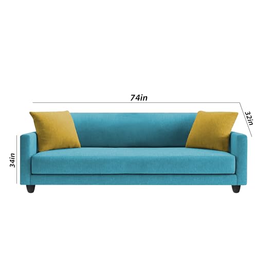 Image of Casaliving Dominic 3 Seater Sofa Set for Living Room (Turquise Fabric) Premium Fabric Sofa