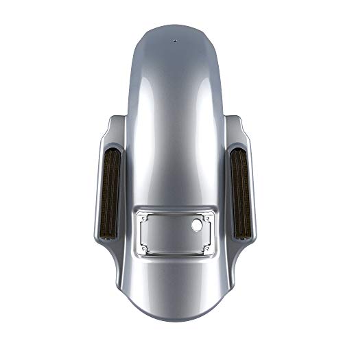 Advanblack Dominator Stretched Rear Fender, Smoke Lens, Chrome License Plate Holder Fit For Harley, Street Glide, Road Glide, 2014-2020 (Barracuda Silver(Glossy)) #TOP8