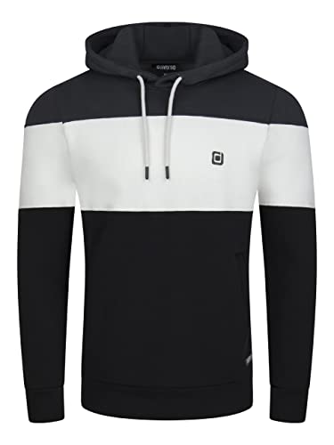 riverso RIVJamie Sweat à capuche pour homme avec poches kangourou Coupe droite Bloc de couleurs Coton S M L XL XXL 3XL 4XL 5XL, Noir/blanc/gris anthracite, S Cover
