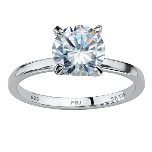 Palm Beach Jewelry Sterling Silver Round Cubic Zirconia Solitaire Engagement Ring