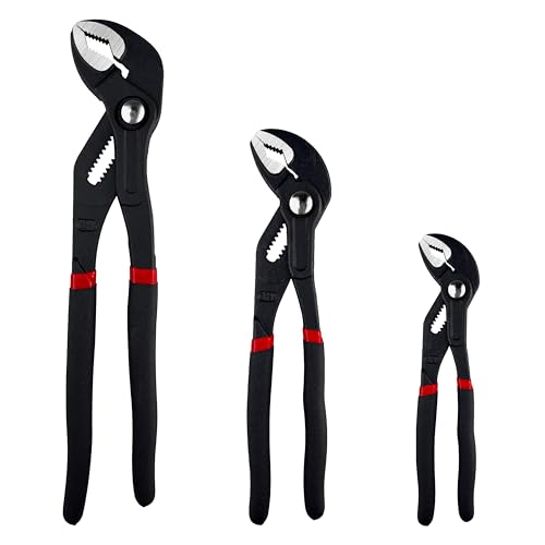 STXDY 3Pcs Water Pump Pliers Set, Fast Adjustable Water Pump Pliers, V-Jaw Tongue and Groove, Groove Joint Set, 50CR-V, 7-Inch, 10-Inch, 12-Inch