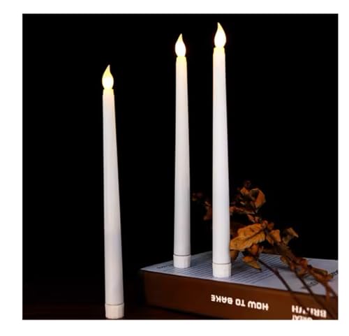 Image of SPHINX Flameless LED Taper Candles for Home Decoration,Table Centerpiece,Dinner,Diwali,Wedding,Church,Festival,Party Decor,Steady Flame Look,Battery Not Included,11 Inch Height (Off-White-4 Pieces)