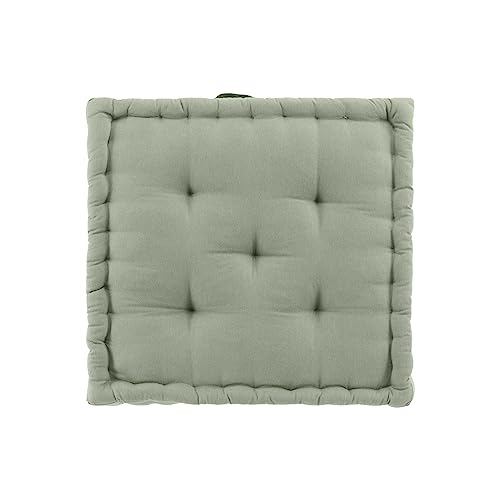Douceur d'Intérieur, Coussin de Sol (50 x 50 x 10 cm) Twily Sauge, Coton & Polyester Recyclé