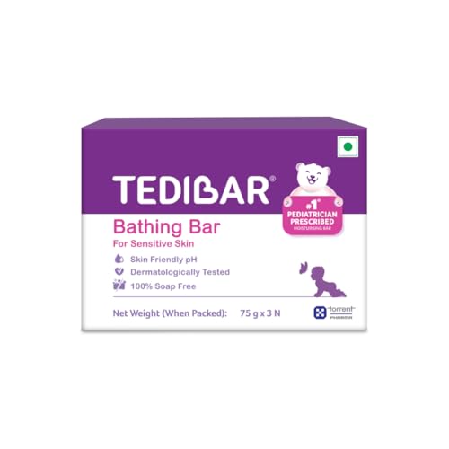 Tedibar Baby Bathing Bar | For Baby’s Sensitive Skin | Gentle Cleansing, Skin-friendly, pH 5.5, 75gm, Pack of 3 (Image - 1)