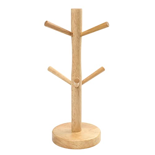 XFLYP Soporte para Tazas de Madera, Soporte para Tazas de Café con 6 Ganchos, Antideslizante Estable Árbol de Taza de Madera para Cafetería, Sala Estar, Restaurante Cover