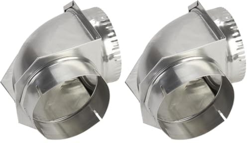 Image of Whirlpool 4396006RW Genuine OEM Dryer Vent Elbow Connector, 90-Degree Close-Turn, 4-Inch Aluminum Space-Saver Accessory (Pack of 2)