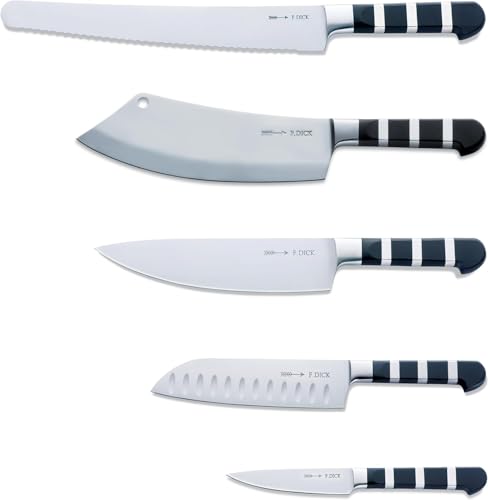 F. DICK 1905 Set (5-Teiliges Messerset, bestehend aus AJAX/Santoku/Officemesser/Kochmesser/Universalmesser, Küchenmesser) 81974000, Silver Or Stainless Steel