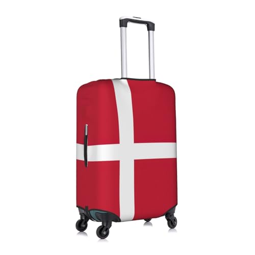Danish Flag Print Travel Elastic Suitcase Luggage Baggage Cover Protector, Washable And Anti-Scratch3