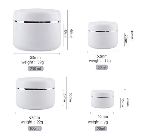 6 Pack 3.4oz/100g Empty Plastic Clear Round Jars Bottles With Inner Liners and Screw Lid Refillable Make-up Cosmetic Jars Face Cream Lip Balm Lotion Storage Container2