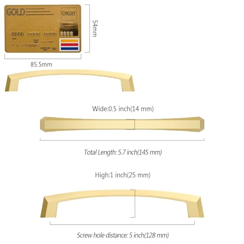Amerdeco 10 Pack Brushed Gold Cabinet Pulls 5 Inch(128MM) Hole Centers Kitchen Cabinet Handles Hardware Kitchen Handles for Cabinets Cupboard ZH0032 — view 6