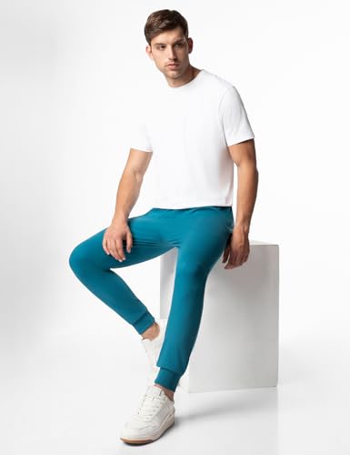 Image of FYLTR Men's Casual Straight Leg Joggers - Elasticated Waist with Drawstring | Zip Pockets | Solid Color | Winter Joggers for Men