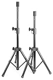 Für den einfachen Transport lässt sich das Vonyx Stativ-Paar zusammenklappen. Die Höhe kann bis auf 135 cm erweitert werden.
