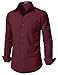 JEMITOP Men's Stretch Regular Fit Long Sleeve Dress Shirts Formal Wedding Prom Business Casual Button Down Up Shirts with Pocket Burgundy L