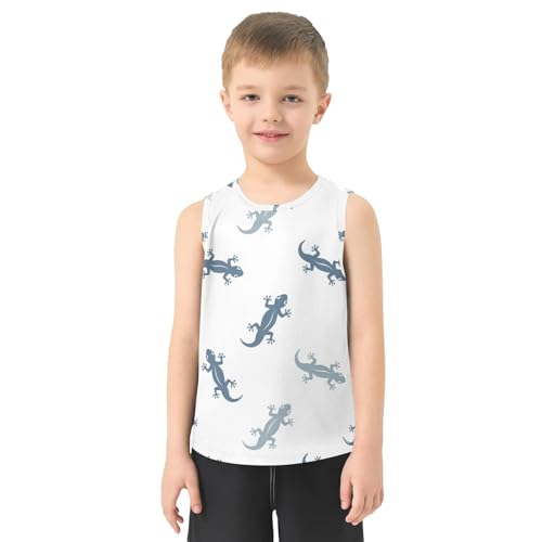 J JOYSAY Cartoon Lizard Blue Boys Tank Top Sleeveless Muscle Shirts Quick Dry Workout Active Sport Kids T-Shirts 3-15T2