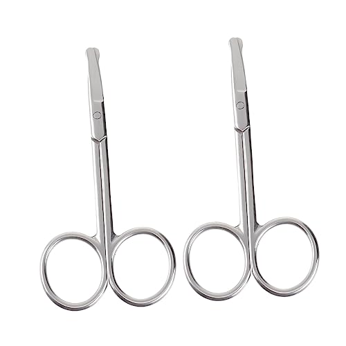 Healeved 2pcs Stainless Steel Eyebrow Trimming Tools Precision Scissors & Nose Hair Trimmer for Men and Women Care Supplies for Hair Removal and Grooming