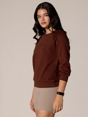 Image of CAVA Essential Sweatshirt for Women | Brushed Fleece, Round Neck, Full Sleeves, Ribbed Cuffs, Embroidery Detail | Cozy Loungewear & Travelwear