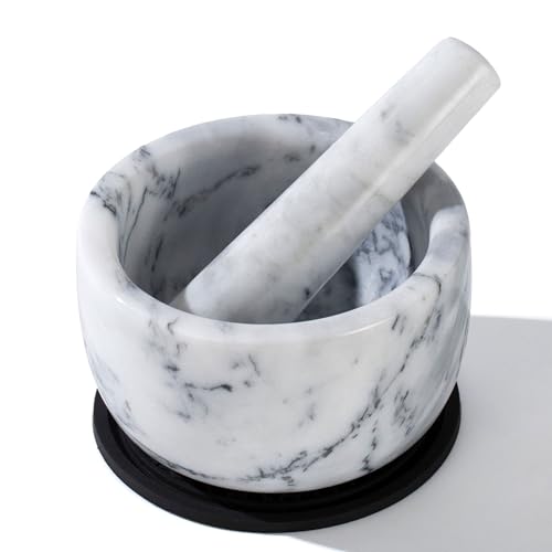 Image of Pill Crusher, Mini Marble Mortar and Pestle Set, Pill Crusher Grinder Fine Powder, Arthritic Hands Pill Grinder (Large Size White)