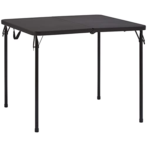 Mesa de camping plegable portátil, parte superior de plástico de resina, diseño plegable por la mitad, marco de aluminio ligero, ideal para actividades al aire libre, picnics y portón trasero