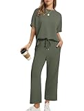 Sampeel Two piece Sets for Women Summer Casual Outfits Matching Sets Women Clothing Loose Fit Postpartum Lounge Sets Beach Vacation Fashion Green M