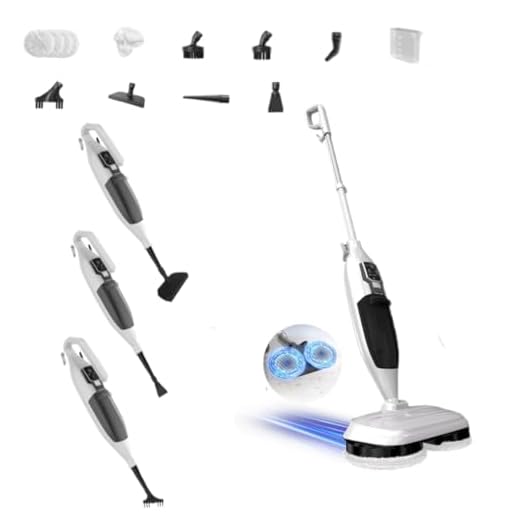 PUREBEAR Scopa a Vapore 2 in 1 con Pulitore a Vapore Portatile, 3 Livelli di Vapore Regolabili, 4 Panni di Ricambio, per Pavimenti, Piastrelle, Finestre, Vestiti e Fughe