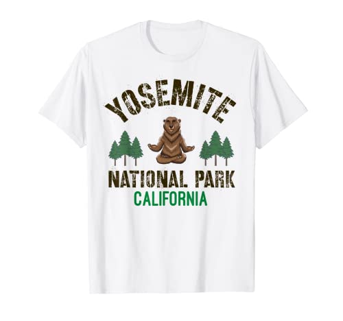 Parque Nacional Yosemite California Senderismo CA Bear Meditando Camiseta