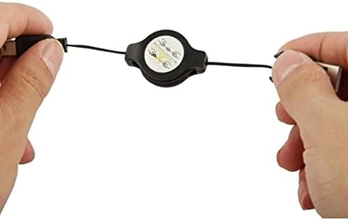 Hands demonstrating how to pull both ends of the retractable cable to extend it