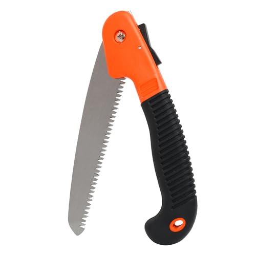 Folding Hand Saw, 7″ Professional Camping and Pruning Saw with Rugged Design, Orange, Portable and Ergonomic for Gardening, Hiking, and Trail Clearing