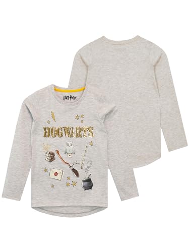 HARRY POTTER Camiseta de Manga Larga para niñas Hogwarts Gris 4-5 Años