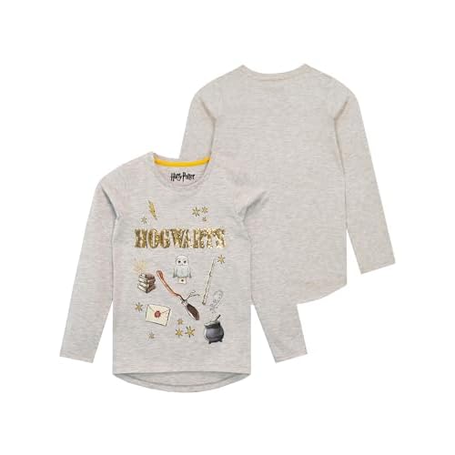 HARRY POTTER Camiseta de Manga Larga para niñas Hogwarts Gris 4-5 Años