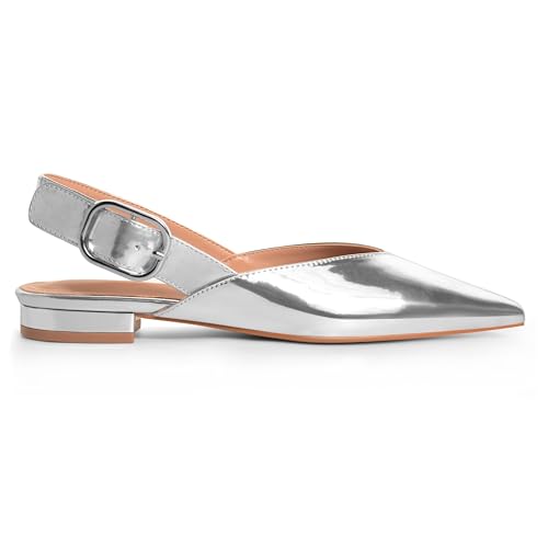 Image of Slingback Flat Shoes for Women Pointed Closed Toe Flat Mule Sandals Casual Comfortable Office Dressy Shoes