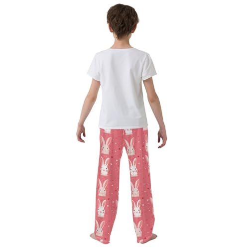 Rabbit Star Red Heart Long Pajama Pants Bottoms Soft Sleepwear with Pockets3