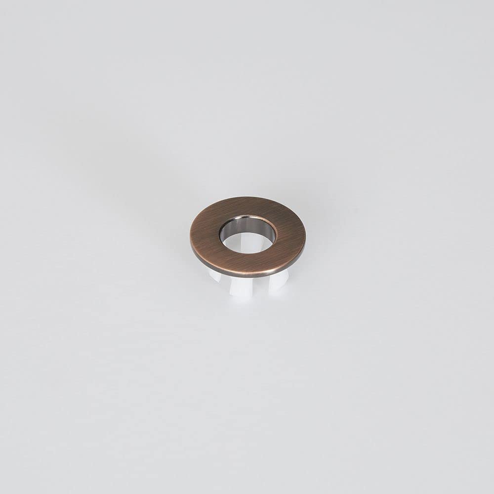 Milano Brushed Copper Bathroom Basin Sink Round Overflow Ring